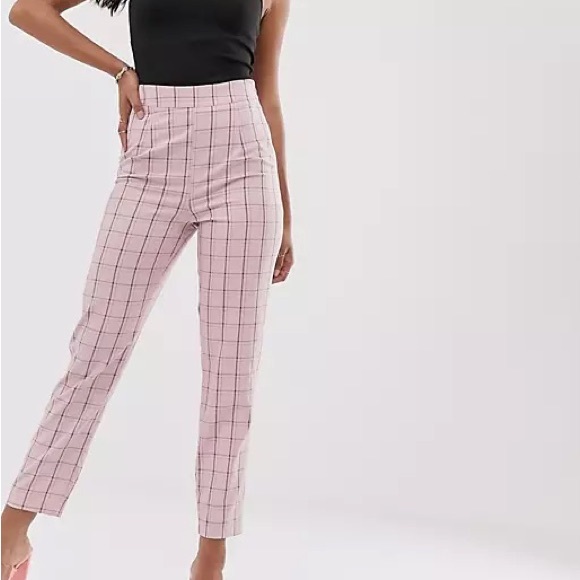 Missguided Petite check cigarette pink trouser - Picture 7 of 7